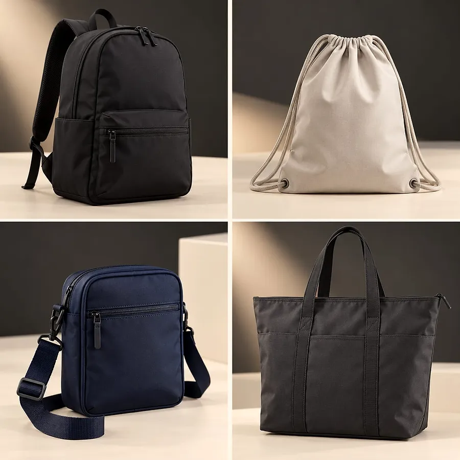 Mochila, sacochila, bolsa transversal e sacola